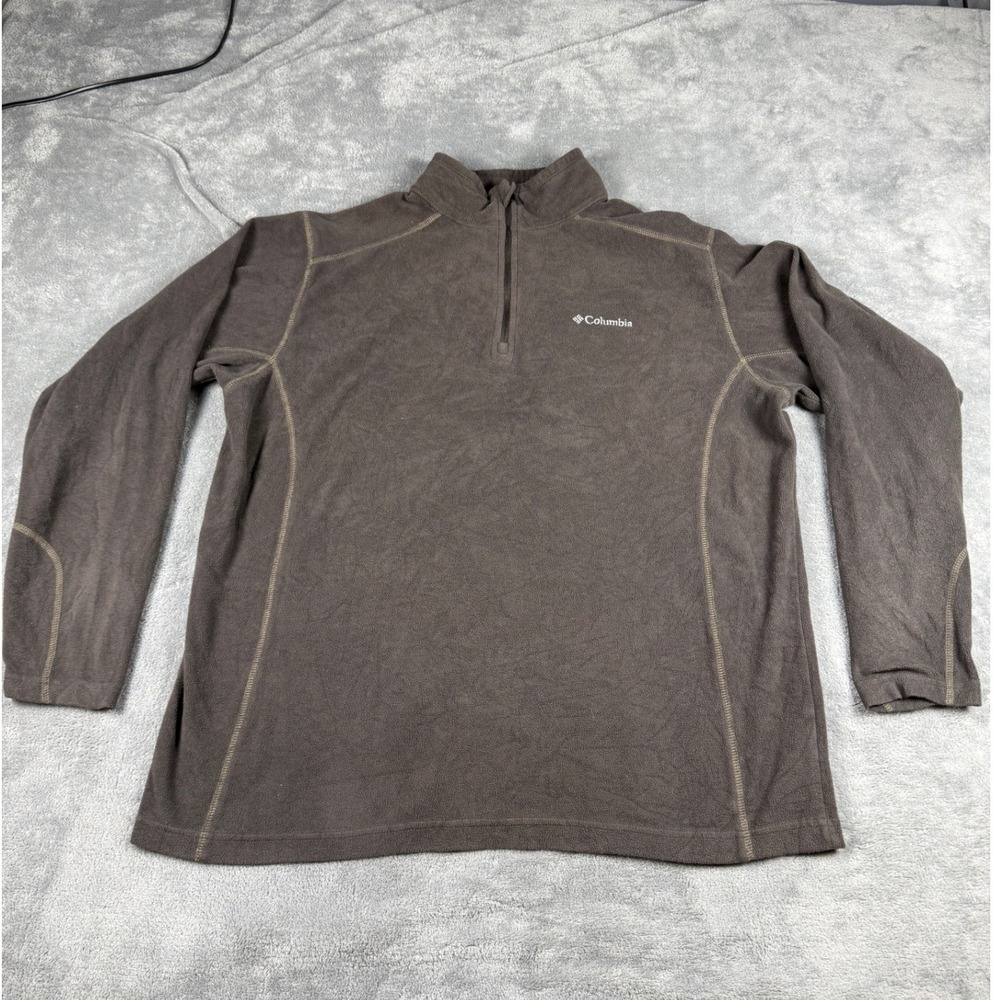 Columbia Mens Brown Quarter Zip Fleece Pullover Sweater Large RN69724 CA05367